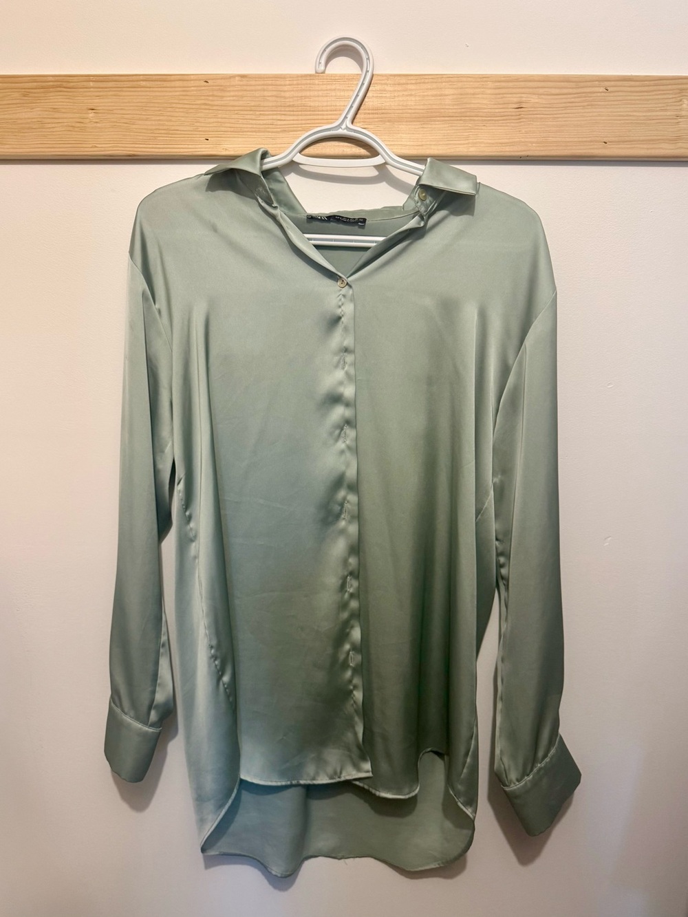 Zara Sage Green Satin Blouse